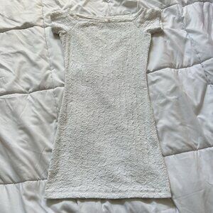 Arden B.‎ Womens XS White Lace Dress Beach Wedding Mini Off The Shoulder Y2K ￼